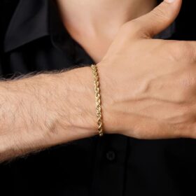 14 Ayar Altın Işıltılı Burgu Halat Zincir Bileklik 4.40 mm