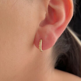 14 Ayar Altın Halat Burgu Küpe Orta