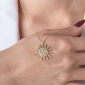 14 Ayar Altın Büyük Güneş Kolye