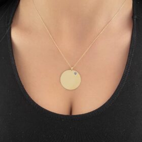 14 Ayar Altın Nazarlık Detaylı Plaka Kolye