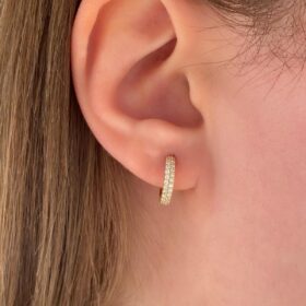 14 Ayar Altın Taşlı Halka Küpe 3