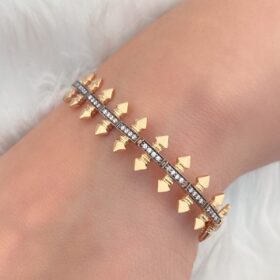 14 Ayar Altın Çivi Desenli Bileklik