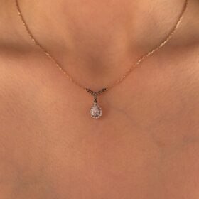 14 Ayar Altın Damla Taş Kolye