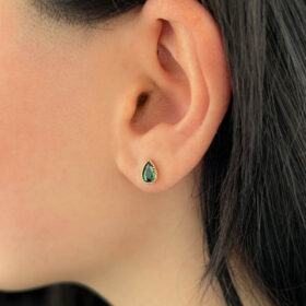 14 Ayar Altın Damla Zümrüt Küpe