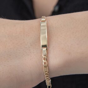 14 Ayar Altın Desenli Figaro Zincirde Çocuk Künyesi