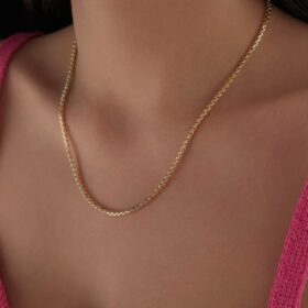 14 Ayar Altın Desenli Küp Zincir 2,60 mm