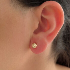 14 Ayar Altın Desenli Top Küpe Orta