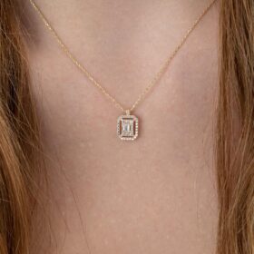 14 Ayar Altın Dorika Top Detaylı Baget Kolye