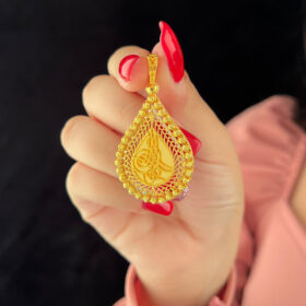 14 Ayar Altın Dorika Top Detaylı Tuğra Kolye Ucu