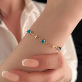 14 Ayar Altın Dorika Ve Göz Detaylı Bileklik