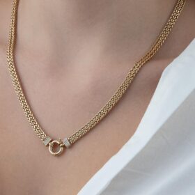 14 Ayar Altın Double Sıralı Tondo Kolye