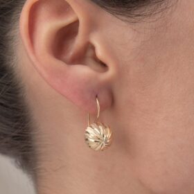 14 Ayar Altın Düz Kalemli Büyük Top Küpe