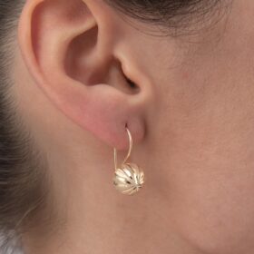 14 Ayar Altın Düz Kalemli Orta Top Küpe