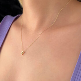 14 Ayar Altın E Harfli Kolye