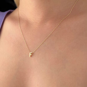 14 Ayar Altın F Harfli Kolye