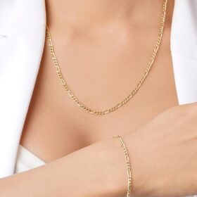 14 Ayar Altın Figaro Zincir Set 2,80 mm