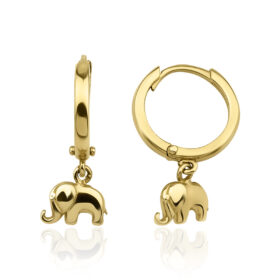 14 Ayar Altın Fil Sallantılı Halka Küpe