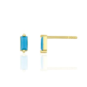 14 Ayar Altın Firuze Taşlı Baget Küpe