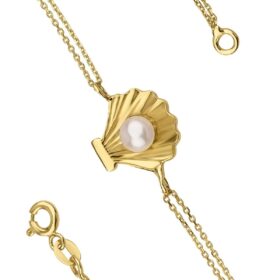 14 Ayar Altın Geniş İstiridye İncili Bileklik