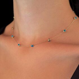 14 Ayar Altın Göz Detaylı Kolye