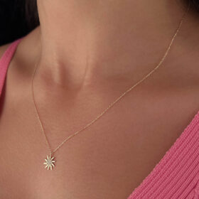 14 Ayar Altın Güneş Kolye