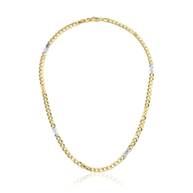 14 Ayar Altın Gurmet Yassı Fiyonk Yeşil Beyaz Zincir Kolye