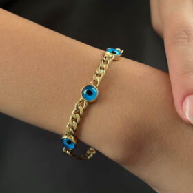 14 Ayar Altın Gurmet Zincirde 3 Gözlü Bileklik