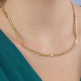 14 Ayar Altın Gurmet Zincirde Fiyonk Detaylı Kolye 3.90 mm