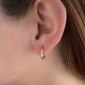 14 Ayar Altın İnce Silindir Halka Küpe