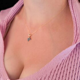 14 Ayar Altın Hayalet Zincir Firuze Taşlı Kelebek Kolye