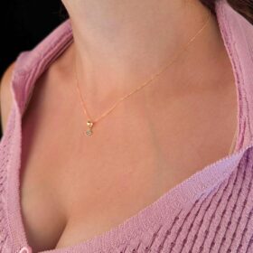 14 Ayar Altın Hayalet Zincir Kirpik Uçlu Kolye