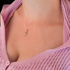 14 Ayar Altın Hayalet Zincir Kuzey Yıldızı Kolye