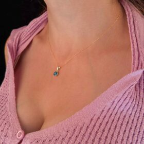 14 Ayar Altın Hayalet Zincir Mavi Gözlü Nazar Kolye