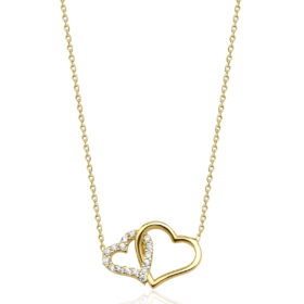 14 Ayar Altın İç İçe Kalpler Kolye