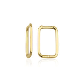 14 Ayar Altın İnce Dikdörtgen Küpe