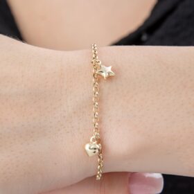 14 Ayar Altın İnce Doch Zincirli Şans Bilekliği