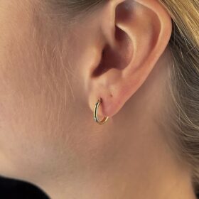 14 Ayar Altın İnce Silindir Halka Küpe