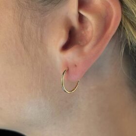 14 Ayar Altın İnce Silindir Halka Küpe Mini