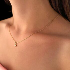 14 Ayar Altın İpek Zincir Kalp Kolye