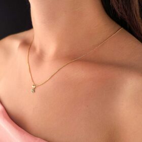 14 Ayar Altın İpek Zincir Kirpik Uçlu Kolye