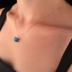 14 Ayar Altın Işıltılı Aynalı Zincir Uğurlu Kolye