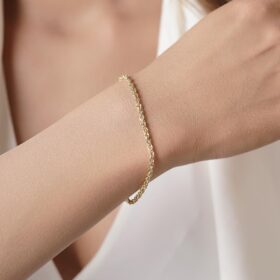 14 Ayar Altın Işıltılı Burgu Halat Zincir Bileklik 2.65 mm