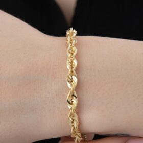 14 Ayar Altın Işıltılı Burgu Halat Zincir Bileklik 5.15 mm