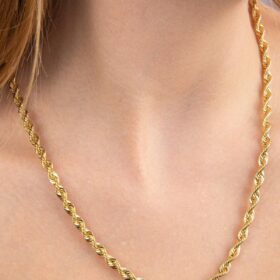 14 Ayar Altın Işıltılı Burgu Halat Zincir Kolye 4.40 mm