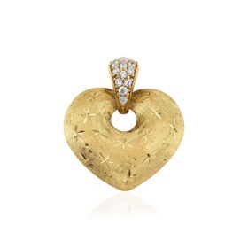 14 Ayar Altın Işıltılı Büyük Kalp Kolye Ucu
