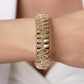 14 Ayar Altın Işıltılı Dorika Kelepçe Bileklik