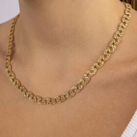 14 Ayar Altın Işıltılı Greek Kolye