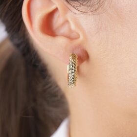 14 Ayar Altın Işıltılı Halka Küpe 6