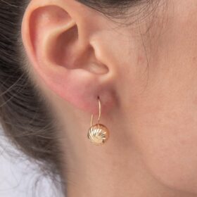 14 Ayar Altın Işıltılı Kalemli Midi Top Küpe