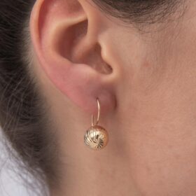 14 Ayar Altın Işıltılı Kalemli Orta Top Küpe